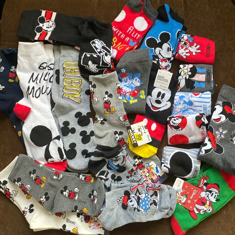 LOT of 21 Disney Mickey Mouse socks